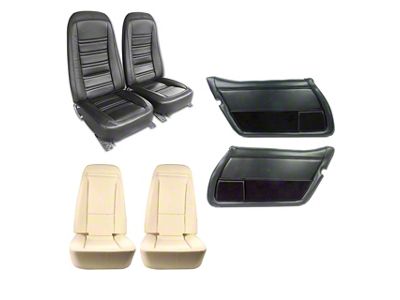 Leather Seat Upholstery, Seat Foam and Deluxe Door Panel Interior Package; Black (1978 Corvette C3)