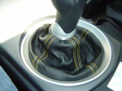 Leather Shifter Boot; Black with Red Quad Accent Stitching (90-96 Corvette C4 w/ Manual Transmission)