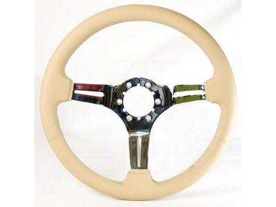 Leather Steering Wheel with Chrome Spokes; Tan (69-82 Corvette C3)