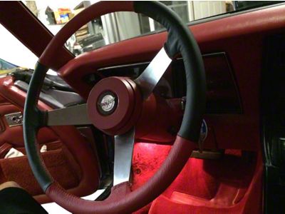 Leather Steering Wheel Cover; Dark Blue with Medium Blue Stitching (77-82 Corvette C3)
