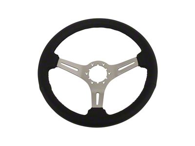 Leather Steering Wheel with Satin Spokes; Black (68-82 Corvette C3)