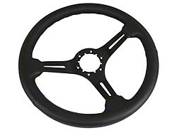 Leather Steering Wheel with Slotted Black Spokes; Black (68-82 Corvette C3)