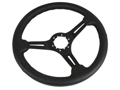 Leather Steering Wheel with Slotted Black Spokes; Black (68-82 Corvette C3)