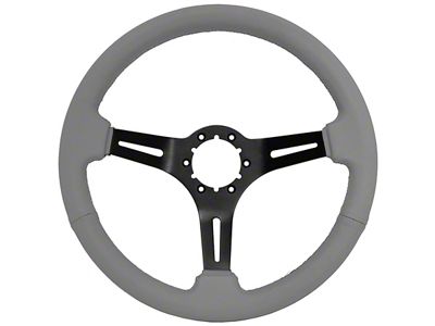 Leather Steering Wheel with Slotted Black Spokes; Gray (68-82 Corvette C3)