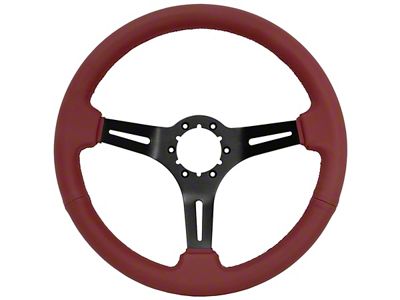 Leather Steering Wheel with Slotted Black Spokes; Red (68-82 Corvette C3)