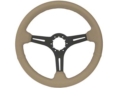Leather Steering Wheel with Slotted Black Spokes; Tan (68-82 Corvette C3)