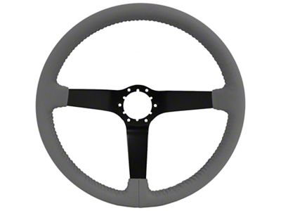 Leather Steering Wheel with Solid Black Spokes; Gray (63-82 Corvette C2 & C3)