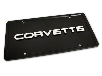 1984-1996 Corvette License Plate. Corvette - Black with Silver Letters