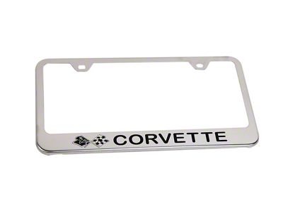 1968-1982 Corvette License Plate Frame with Laser Etched Logo - Mirrored Chrome