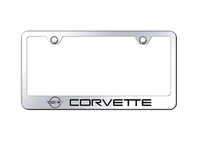 1984-1996 Corvette License Plate Frame with Laser Etched Logo - Mirrored Chrome
