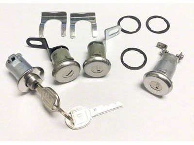 CA 1974-1977 Corvette Lock Set - Ignition, Doors, Compartment and Alarm with Round GM Keys