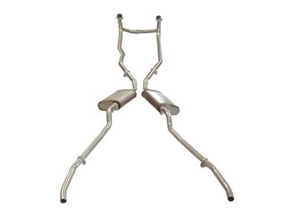 Manifold-Back Exhaust System with Crossover and Off-Road Round Mufflers (56-58 Corvette C1 w/ High Horsepower)