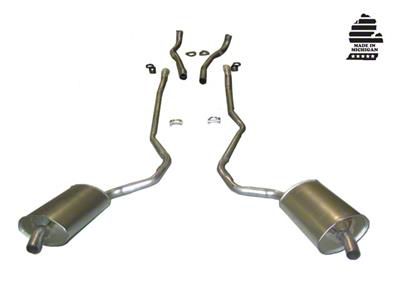 Manifold-Back Exhaust System with Welded Secondary Pipe and Mufflers (1968 427 V8 Corvette C3 w/ Automatic Transmission)