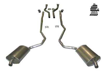 Manifold-Back Exhaust System with Welded Secondary Pipe and Mufflers (1969 427 V8 Corvette C3 w/ Automatic Transmission)