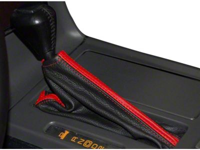 NAPPA Perforated Leather Shifter Boot; Black with Red Stitching (77-82 Corvette C3 w/ Automatic Transmission)