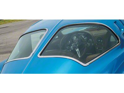 Non-Date Coded Split Rear Window Glass; Soft Ray Green Tint; Driver Side (1963 Corvette C2 Coupe)
