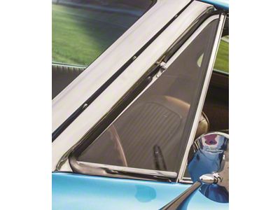 Non-Date Coded Vent Window Glass; Soft Ray Green Tint; Driver Side (63-67 Corvette C2 Coupe)
