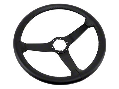 NQP Reproduction 14.50-Inch Leather Steering Wheel with Black Spokes; Black (80-81 Corvette C3)