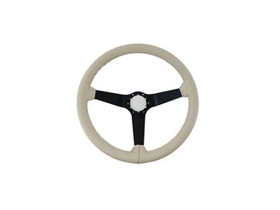 NQP Reproduction 14.50-Inch Leather Steering Wheel with Black Spokes; Oyster (1980 Corvette C3)