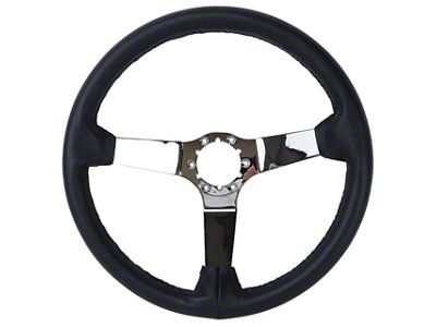 NQP Reproduction Leather Steering Wheel with Chrome Spokes; Dark Blue (1982 Corvette C3)