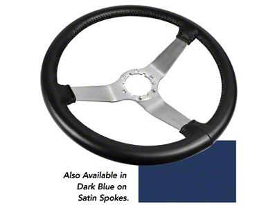 NQP Reproduction Leather Steering Wheel with Satin Spokes; Dark Blue (78-79 Corvette C2)
