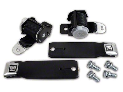 OE Retractable Lap Seat Belts; Black (72-77 Corvette C3)