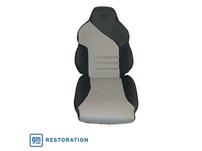 OE Spec Sport Two-Tone Leather Seat Upholstery; Black and Gray (94-96 Corvette C4)