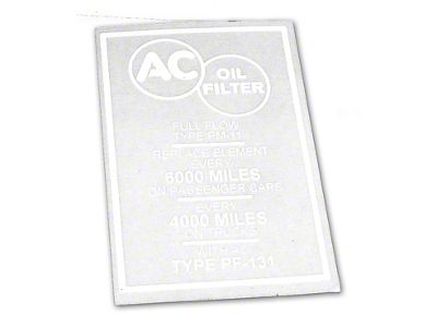 Oil Filter Decal (56-57 Corvette C1)