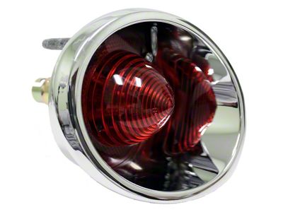 Outer Tail Light; Chrome Housing; Red Lens; Passenger Side (63-67 Corvette C2)