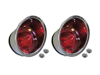 Outer Tail Lights; Chrome Housing; Red Lens (61-62 Corvette C1)