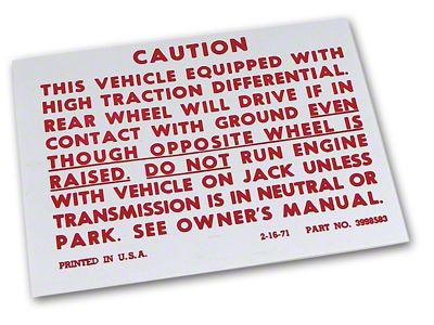 Positraction Decal (72-73 Corvette C3)