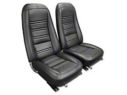 Premium Leather Complete Seats; Black (76-78 Corvette C3)