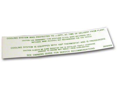 Radiator Caution Decal (64-65 Corvette C2)