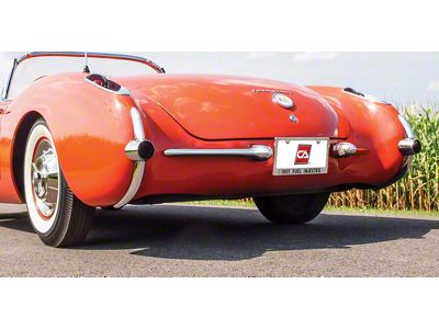 Rear Exhaust Trim; Chrome (56-57 Corvette C1)