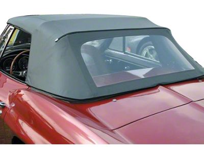 Replacement Convertible Top and Install Kit; White; Black Inner Panel (63-67 Corvette C2 Convertible)