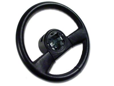 Reproduction Leather Steering Wheel; Black (84-89 Corvette C4)