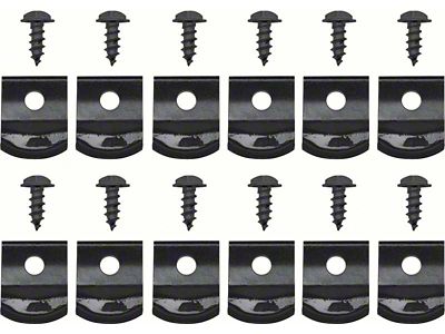 1962 Corvette Rocker Molding Clip with Screws - Set of 12