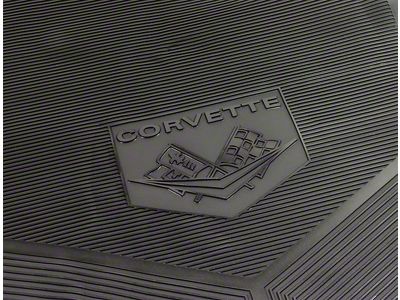 Rubber Floor Mats with Corvette Logo; Black (1961 Corvette C1)