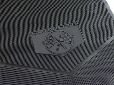 Rubber Floor Mats with Corvette Logo; Black (1962 Corvette C1)