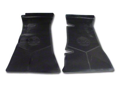 Rubber Floor Mats with Corvette Logo; Black (1976 Corvette C3)