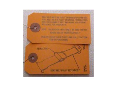 Seat Belt Retractor Instruction Tags (65-66 Corvette C2)