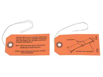 1965-1966 Corvette Seat Belt Retractor Instruction Tags