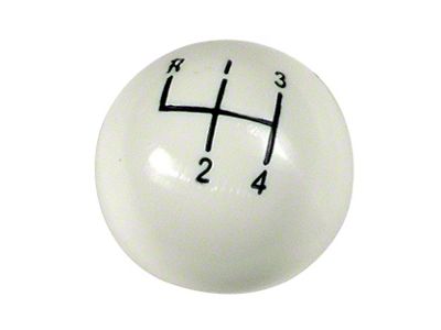 Shift Knob with 4-Speed Pattern; White (58-62 Corvette C1)