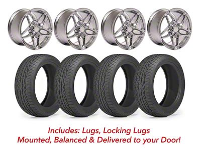 CA Staggered C7 ZR1 Style Chrome Wheel and Toyo Extensa HP II Tire Kit; 17x9.5/17x11 (88-96 Corvette C4)