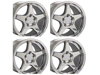 Staggered ZR1 Style Polished 4-Wheel Kit; 17x9.5/17x11; 56mm/50mm Offset (88-96 Corvette C4)