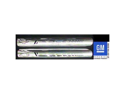 Stainless Steel Side Exhaust Heat Shields; Bowtie Logo with Vents (63-82 Corvette C2 & C3)