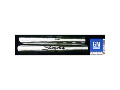 Stainless Steel Side Exhaust Heat Shields; Stingray Script (63-82 Corvette C2 & C3)