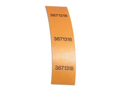 Standard Suspension Front Sway Bar Tag (65-67 396/427 V8 Corvette C2)