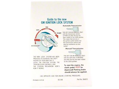 Start and Interlock Instructions (1969 Corvette C3)