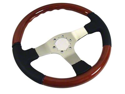 1968-1982 Corvette Steering Wheel - Black Leather and Mahogany with Chrome Spokes